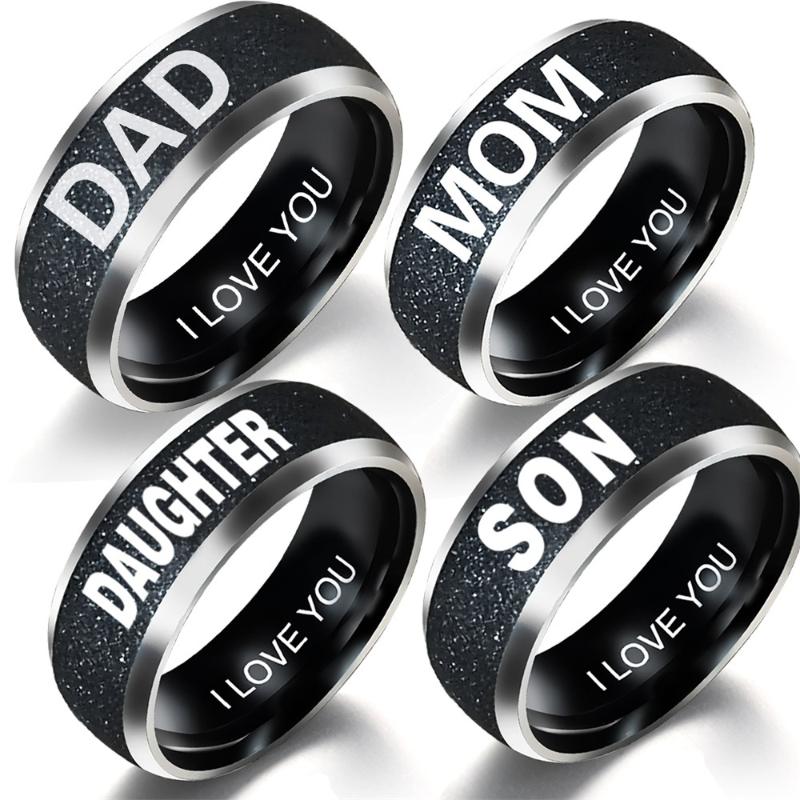 

Cluster Rings Fashion Ring Dad MOM Son Daughter Character Jewelry Family Birthday Gift For Party, Golden;silver