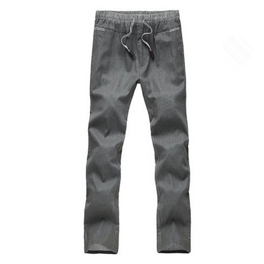 

2021 New Spring and Summer Linen Male Thin Casual Lightweight Full Length Drawstring Men Pants ( 5 Colors ) D4k1, Beige