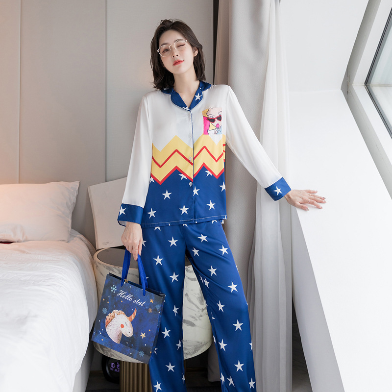 

Female 2pcs Spring Finished Pickma Sweet Cartoon Nightwear H0hp, Blue