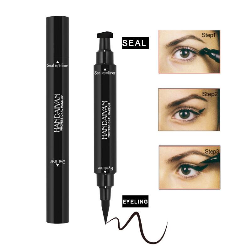 

HANDAIYAN Eyeliner Pencil Black Double-headed With Stamp Seal Waterproof Lasting Natural Liquid Wing Cosmetics Maquiagem