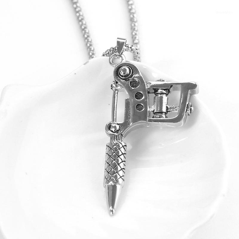 

Chains 1PC Creative Vintage Silver Color Mini Tattoo Machine Necklace Punk Style Gun Pendant Women Men Hip Hop Jewelry
