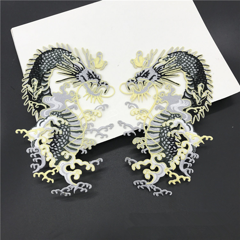

embroidered patches iron-on dragon pattern zakka accessories patchwork appliques DIY Chinese dragon for sewing dress decorative