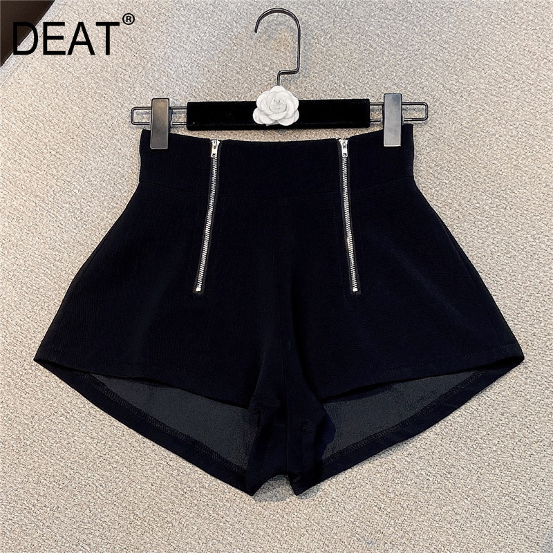 

Women Zipper Personality Wide Leg Shorts Arrivals All Match High Waist Fashion Temperament Spring Summer 11D466 210525, White