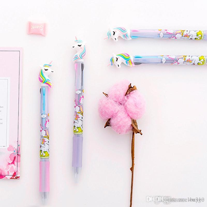 

Silicone Unicorn 3 Color Ballpoint Pens Rainbow Multicolor Cute Unicorn Student Ballpoint Pen Home Office Fluent Write Pens DH1274 T03, Mix colors
