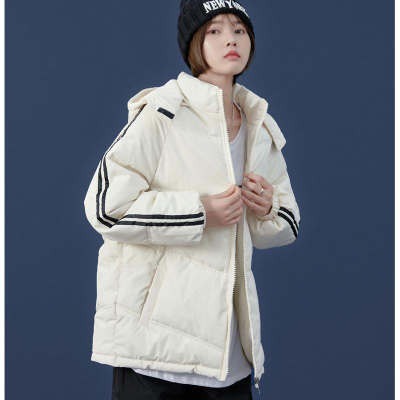 

Women' Jackets 2022 Winter Korean Down Cotton Padded Clothes Two Bar Hooded Fashion Loose Short Student, Black