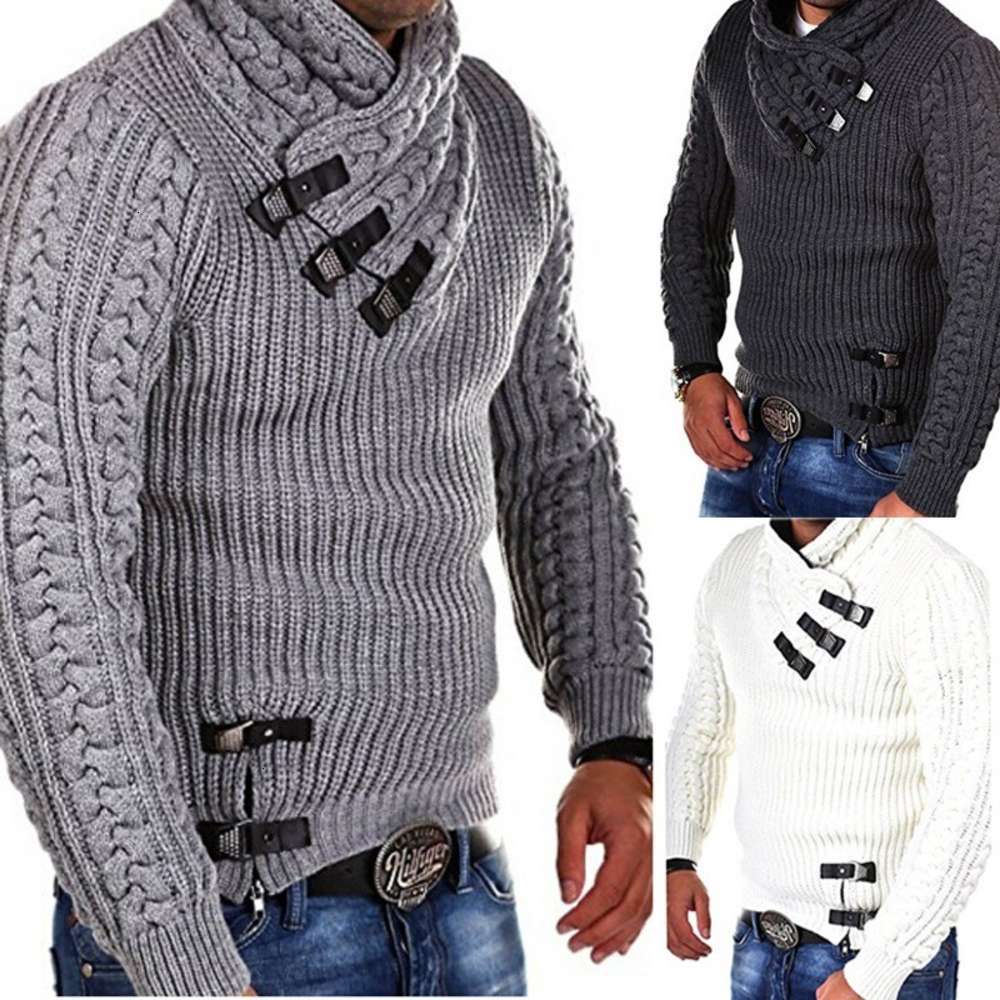 

Autumn winter 2021 fashion long sleeve Knitted Top men's large sweater, White;black