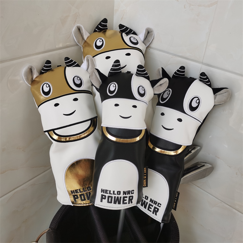

POWER BULL Golf Driver Headcovers Animal PULeather Club Fairway Woods Hybrid Covers 2 colors