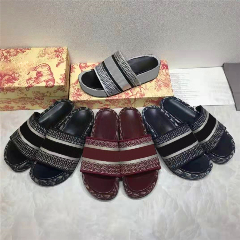 

2021 Designers Women Slippers Embroidered Platform Sandals Cotton Letter Canvas Mules Brand Lady Flip Flops Summer Stylist Shoes, Black