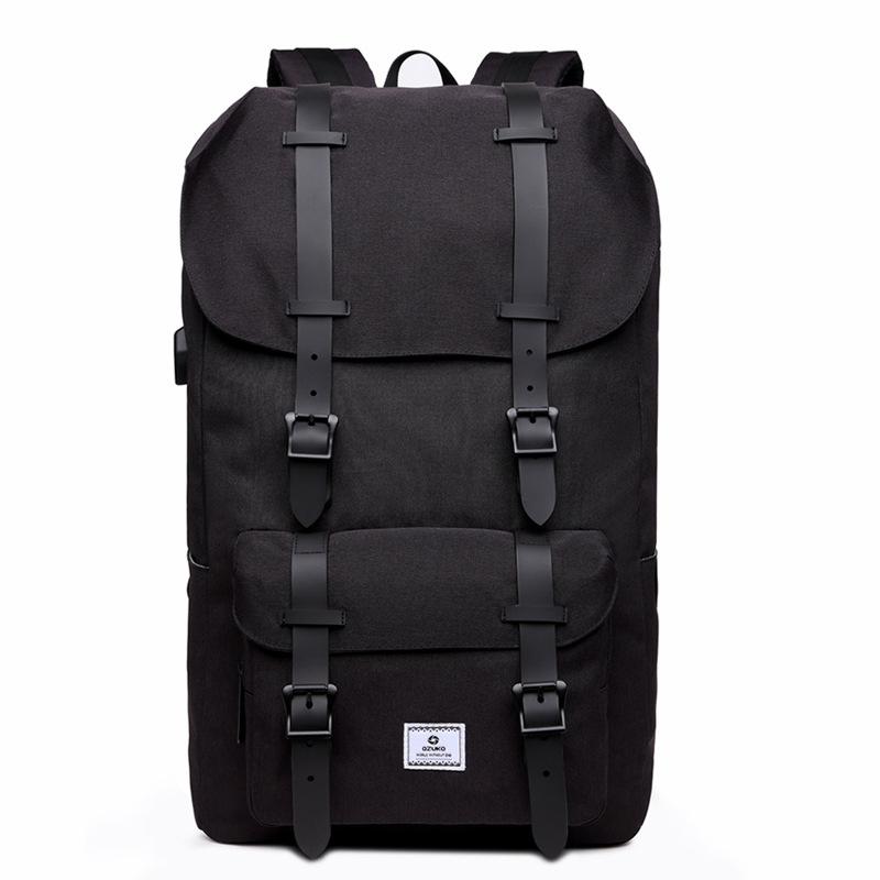 

Backpack Style Male Casual High Capacity Travel Bag USB Charging Laptop For Women Men Backpacks School, Black