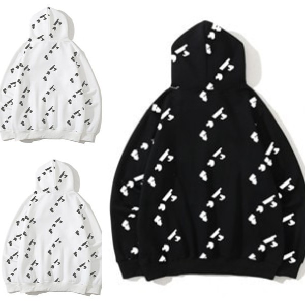 

Men Euramerican Fashion Sweatshirts Printing Brand Hoodies Camouflage Cardigan Classic Autumn And Winter Thin Plush Mens Womens Coat Streetw, Black