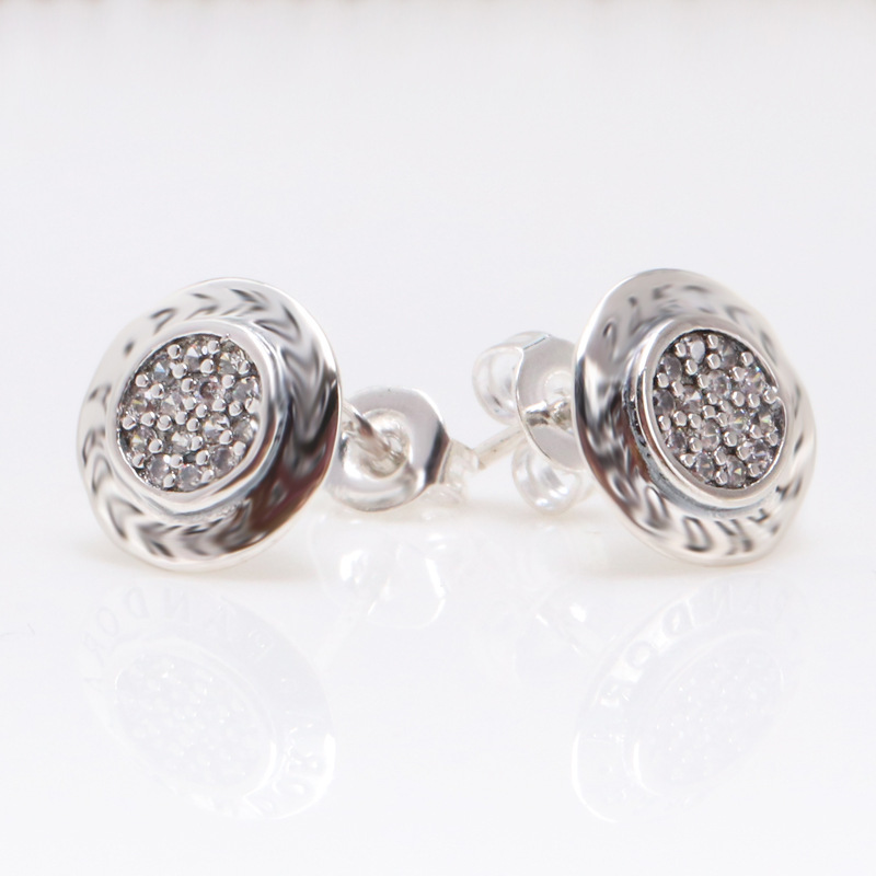 

S925 Sterling Silver Stud Earrings Classic Women's Fashion All-match Round Diamond Earring High Quality Wedding Party Engagement Jewelry, Golden;silver