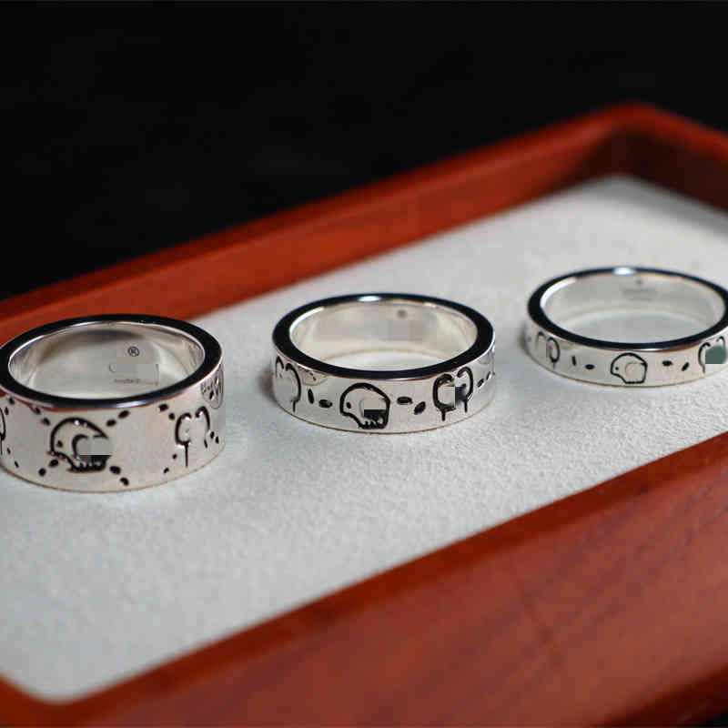 

2022 Latest Factory Wholesale 925 Silver Ghost Skull Ring elf men and women couple ring Tanabata gift
