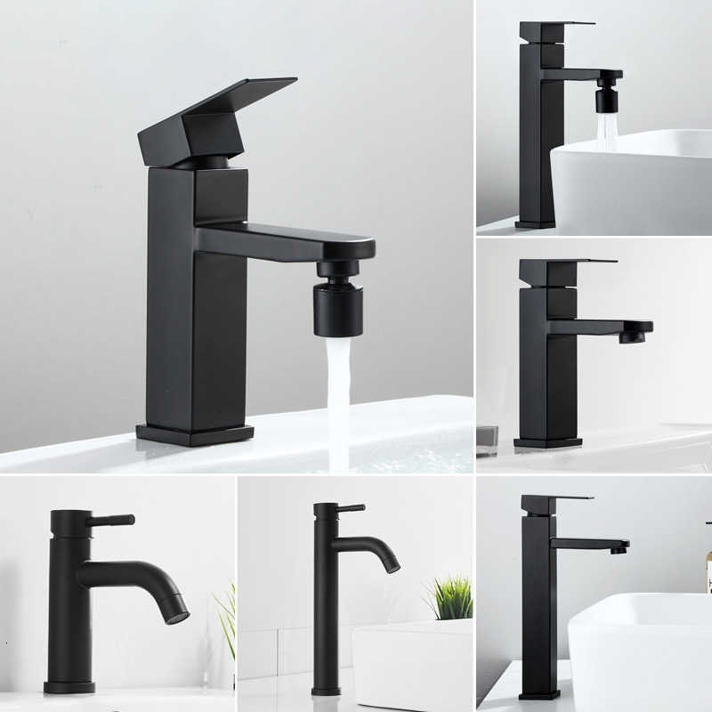 

2021 New Da Bacia De Cozimento Preto 304 Ao Inoxidvel Pia Misturadora Quente & Fria Torneira Do Banheiro Lavotory Aauy