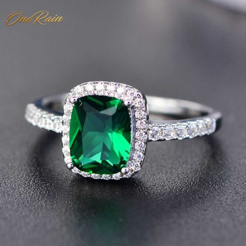 

OneRain Classic 100% 925 Sterling Silver 7 * 9MM Gemstone Birthstone Wedding Engagement Women Ring Jewelry Wholesale Size 5-11 X0715