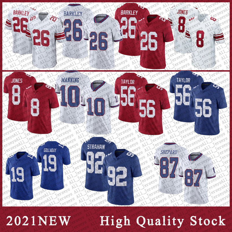 

19 Kenny Golladay Mens Football jersey 26 Saquon Barkley 8 Daniel Jones 87 Sterling Shepard 10 Eli Manning 56 Lawrence Taylor 92 Michael Str, Black;red