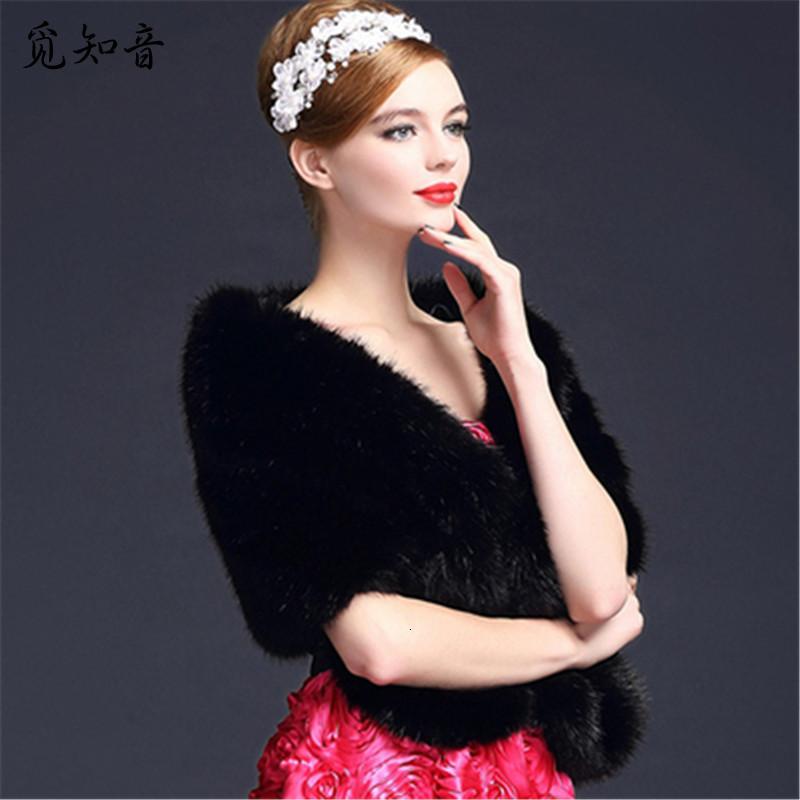 

Women's Fur & Faux 2021 Women Wedding Shawl Bridal Jacket Evening Party Dress Wraps Shoulder Capes Lady Fake Cloak A1484, Black