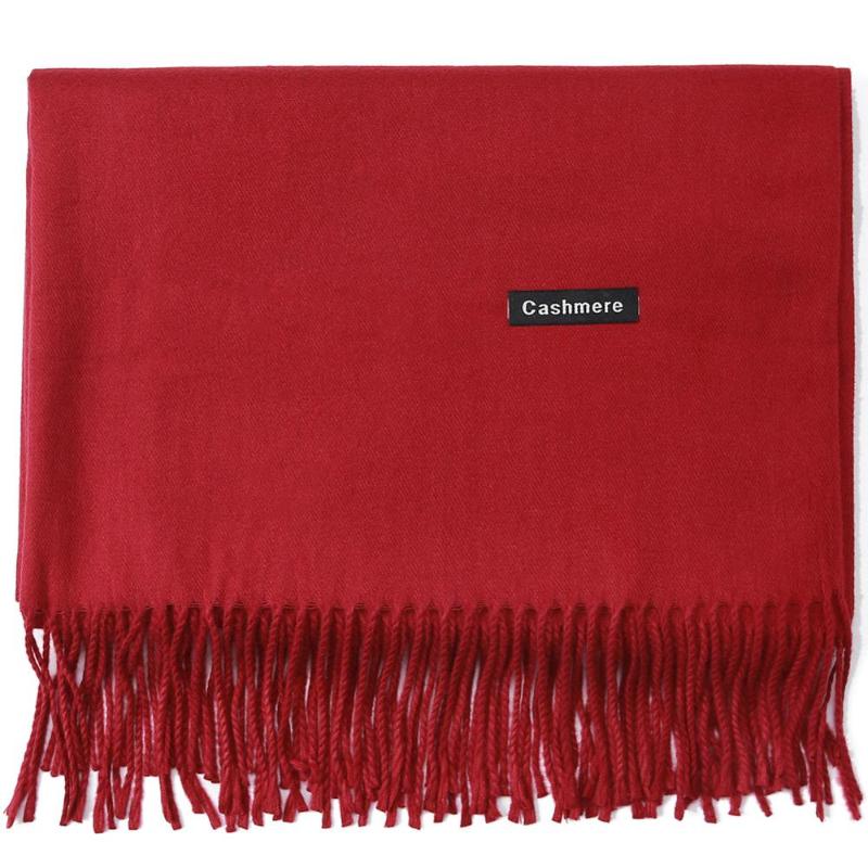 

Scarves Cashmere Scarf Shawl Autumn Winter Large Soft Solid Basic Wrap Warm High Quality Thick Women Pashmina Wool Luxury Burgundy