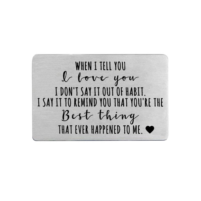 

Wallets Birthday Couple Mini Love Note Wallet Insert Card For Husband Wife Souvenir Stainless Steel Rectangle Party Favor Valentines Day
