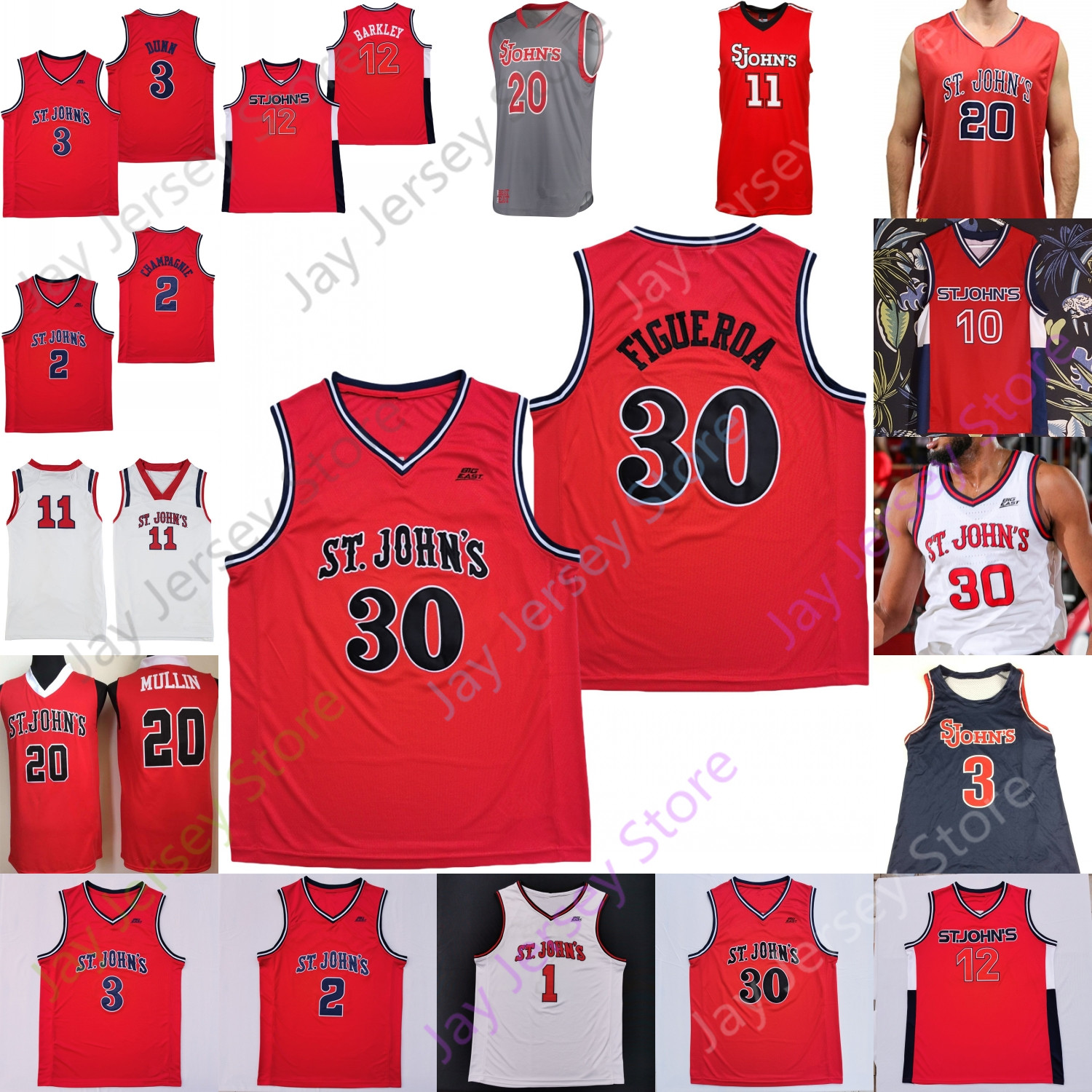 

St. John's Red Storm Basketball Jersey NCAA College LJ Figueroa Julian Champagnie Mullin Artest Posh Alexander Montez Mathis Stef Smith Tareq Coburn Soriano Wheeler, Red i