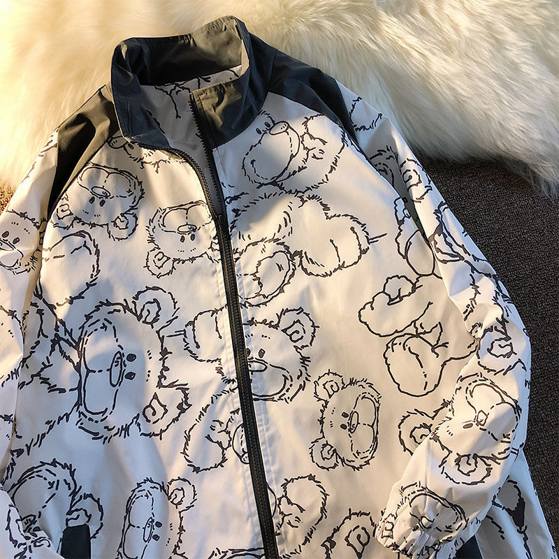 

Women's Jackets female print filled turtleneck oversized zipper thin jacket loose Korean women's s QRTC, 1# shoe box