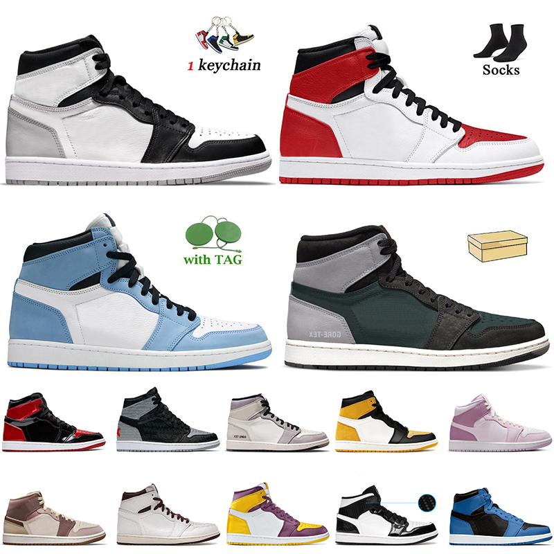 

2022 Fashion Women Mens Jumpman 1 1s High OG Basketball Shoes Stage Haze Heritage University Blue Element Black Particle Grey NRG Igloo Trainers Sneakers With Socks, # heritage 36-47