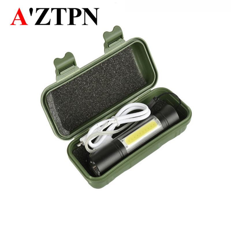 

2021 New 2000lm Built In Batttery Mini Q5 & Cob Led Zoom Aluminum 4 Modes Torch Rechargeable Lantern
