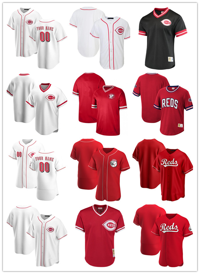 

Custom Jersey Mens women Youth Cincinnati Reds any name number Authentic Baseball Jerseys blue red stitching, Blue;black
