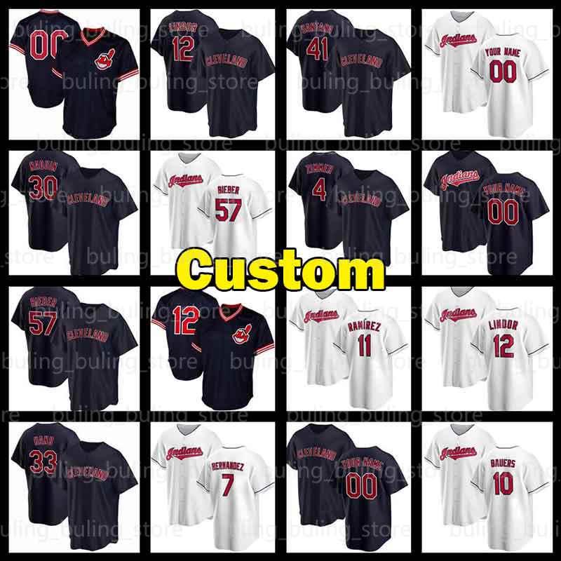 

11 Jose Ramirez Jersey 41 Carlos Santana 55 Roberto Perez 32 Franmil Reyes 33 Brad Hand 59 Carrasco Indians Logan Allen Baseball, Blue;black