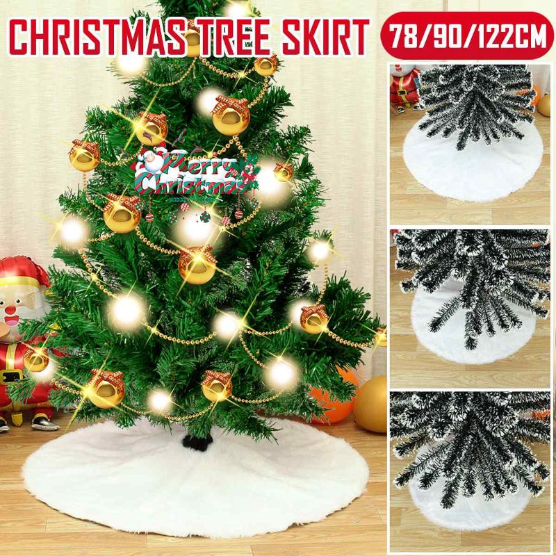 

Carpets 78/90/122CM Christmas Tree Skirts Plush Luxury Faux Fur Mas Skirt For Decoration Year Party Holiday Decor
