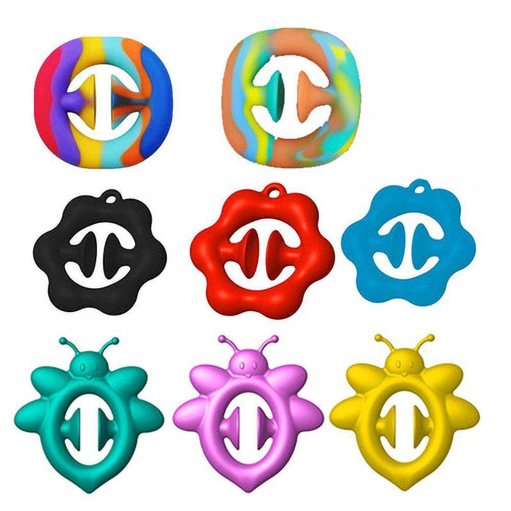 

Rainbow Snap Fidget Toys Grab Sensory Silicone Anti Stress Hand Grip Kids Puzzle Toy Ball Snappers Squeezy Decompression Ring Push Bubble Home