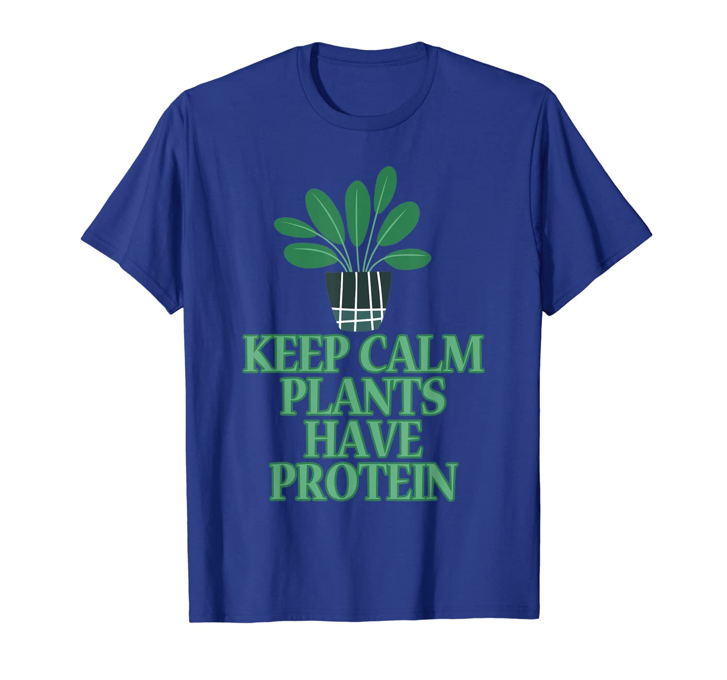 

Keep Calm Plants Have Protein tshirt Vegan Plants lover, White;black