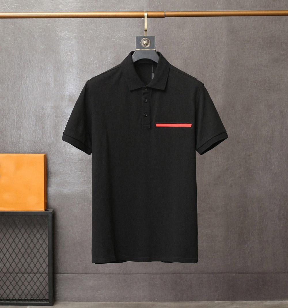 

2020 mens polos classic fashion popular t shirts Lapel red rubber letters lettering embroidery Comfortable high-quality material tees, Black