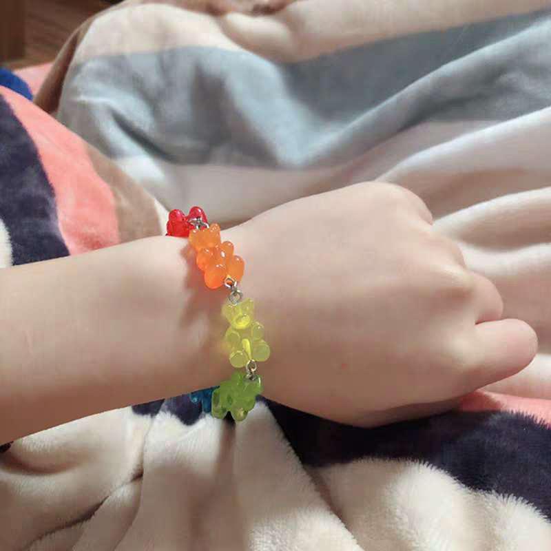 

Link, Chain Cute Gummy Bears Bracelet Stainless Steel Pendant Charms Bracelets For Women Men Wrist Ankle Jewelry Girls Birthday Gift