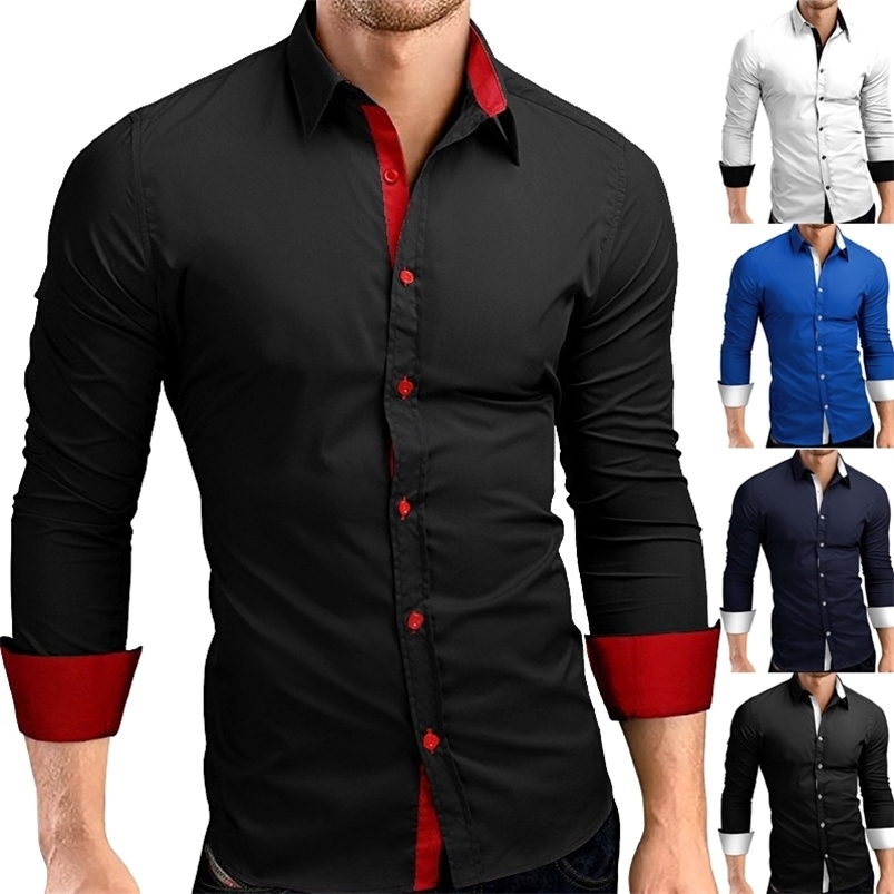 

Fashion Mens Luxury Long Sleeve Shirt Casual Slim Fit Stylish Blouse Shirts Tops NIN668 210721, Royal blue