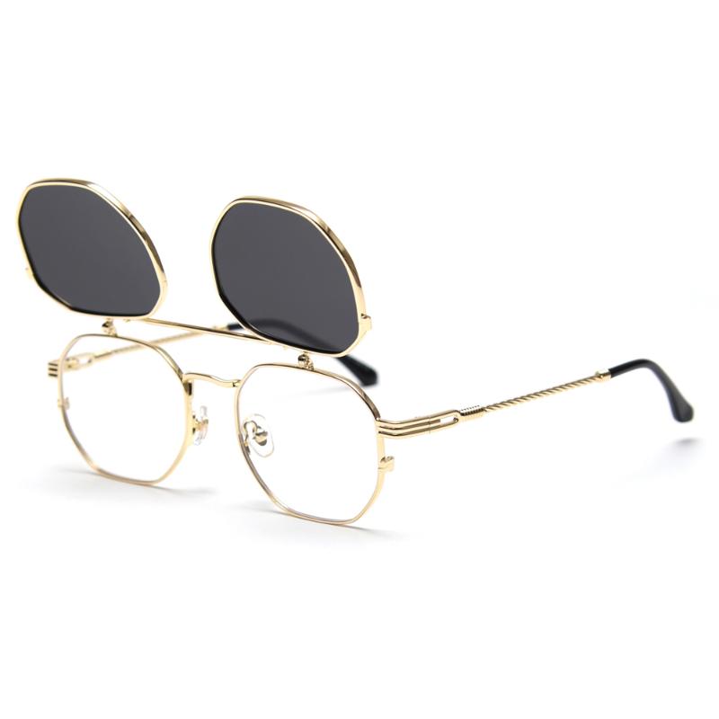 

Veshion Metal Gold Flip Up Sunglasses Men Polarized Uv400 Square Optical Glasses Frame Women High Quality Summer Style 2021