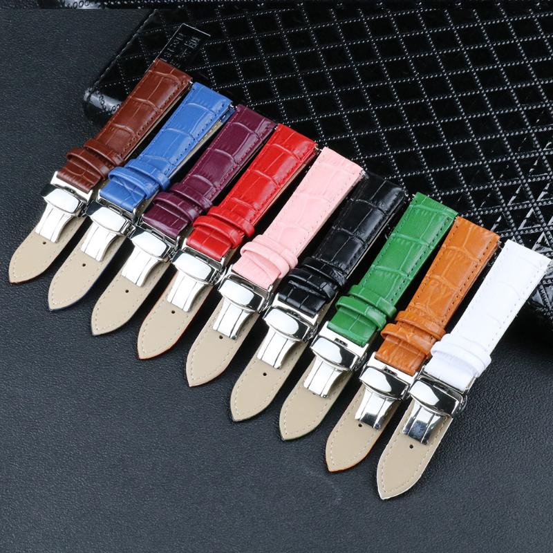 

Watch Bands Genuine Leather Butterfly Buckle Automatic R Strap 20 22 Mm Black Band Accessories Brown Belt Watchbands High Qualit