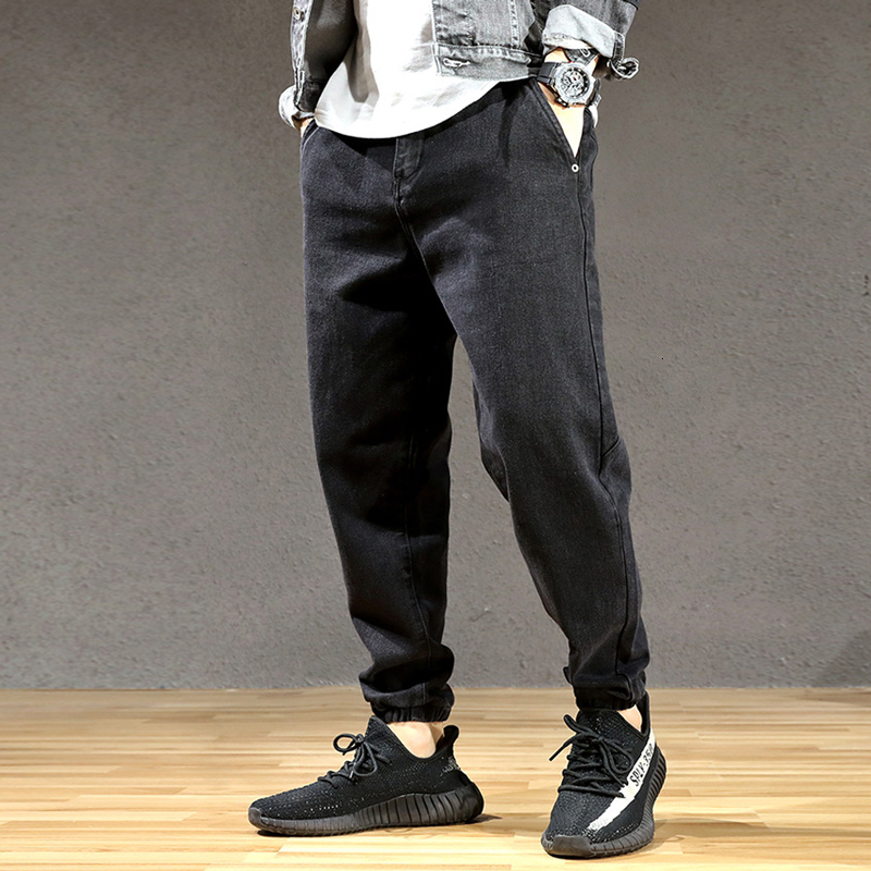 

2021 New Fashion Streetwear High Quality Loose Fit Harem Men Spliced Cargo Pants Size -42 Designer Hip Hop Jogger Jeans Kllm, Black