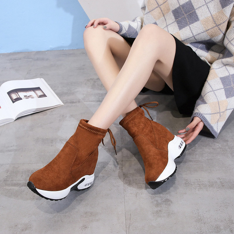 

2021 New Women Ankle Boots Ladies Shoes Sneakers Internal Increase Lace Up Comfort Fashion Casual Footwear Woman Oe03 UEQW, Brown