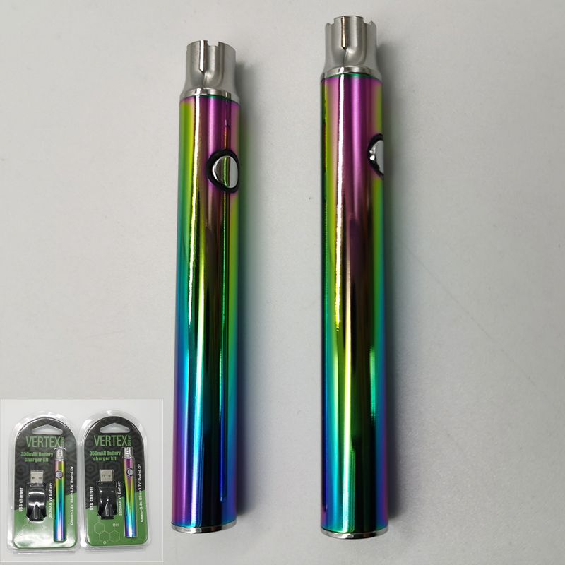 

Rainbow Color Vertex Battery 350mah Adjustable Voltage Preheat Oil Batteries 510 Thread Rechargerable Vaporizer Pen with Retail Box Package
