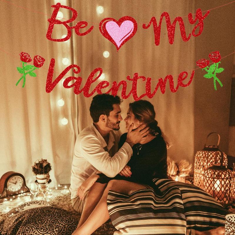 

Party Decoration Valentines Day Decor Valentine's Banner Glitter Heart Garland Decorations For Home School