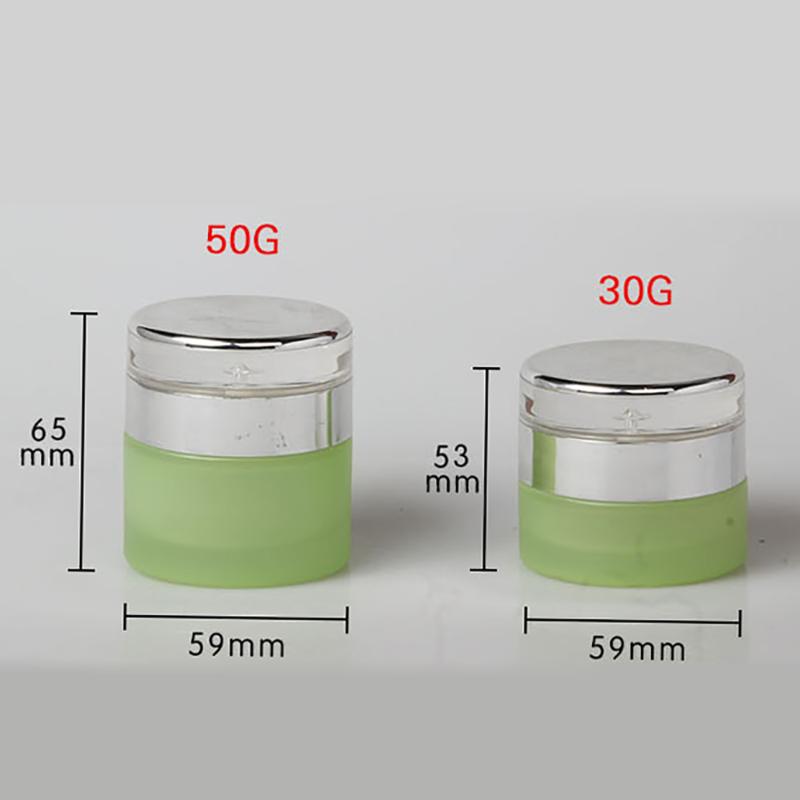 

6pc eye cream containers Green frosted face cream packaging glass jar with silver lid cosmetic containers 30ml 50ml empty 1 oz