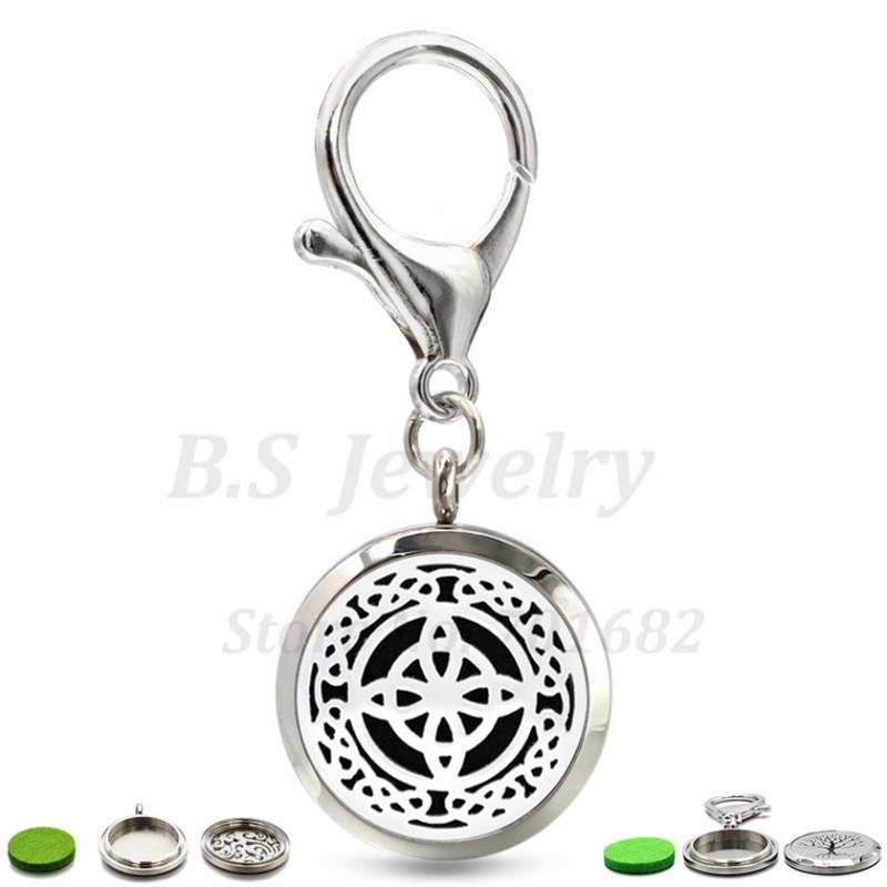 

Keychains KTA002-517 Key Chain Essential Oil Aroma Diffuser Locket Pendant With Keyring Keychain Send 10pcs Free Pads
