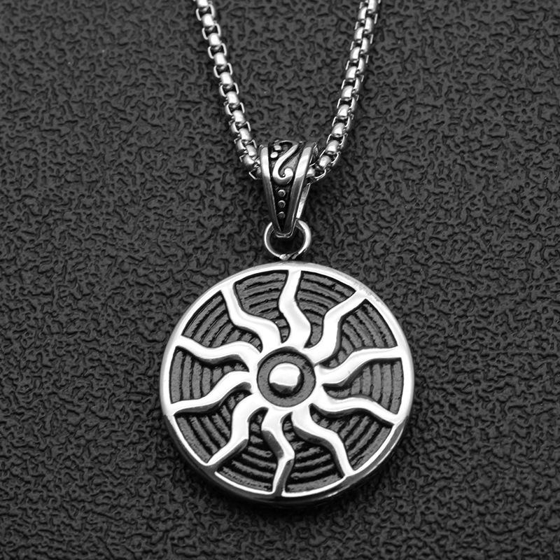

Pendant Necklaces Chain Necklace Men Round Sun Stainless Steel Long Fashion Hip Hop Jewelry On The Neck Wholesale, Silver