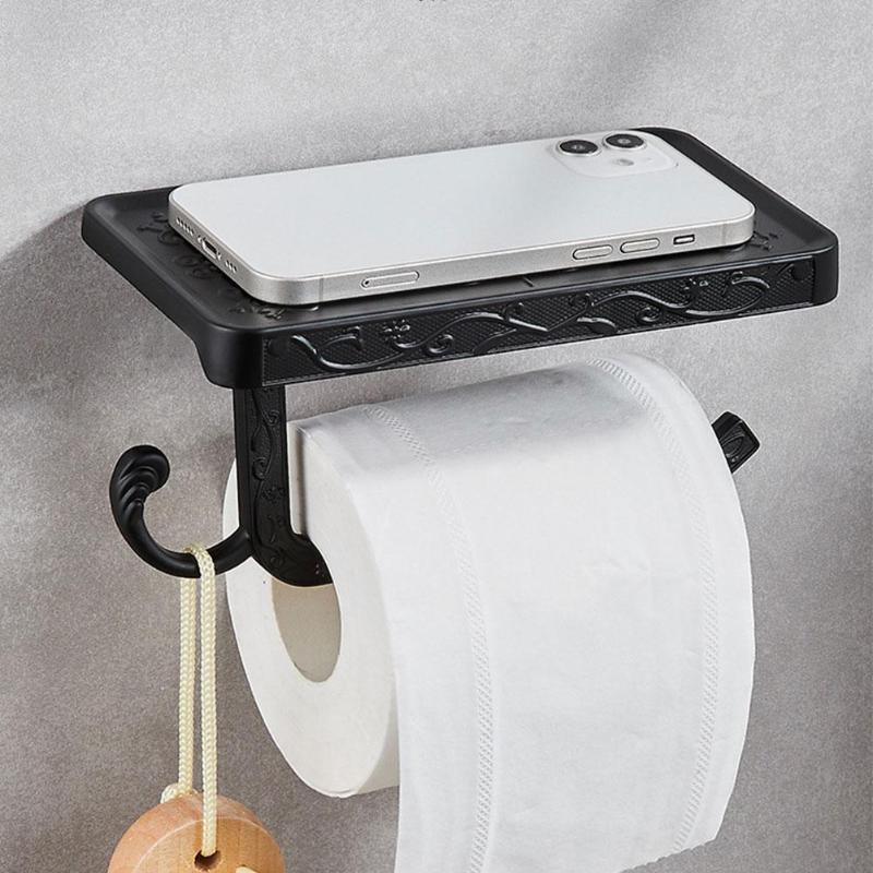 

Toilet Paper Holders Antique Bronze Carving Roll Rack Bathroom Mounted Shelves With Shelf Holder Phone Wall W7B2
