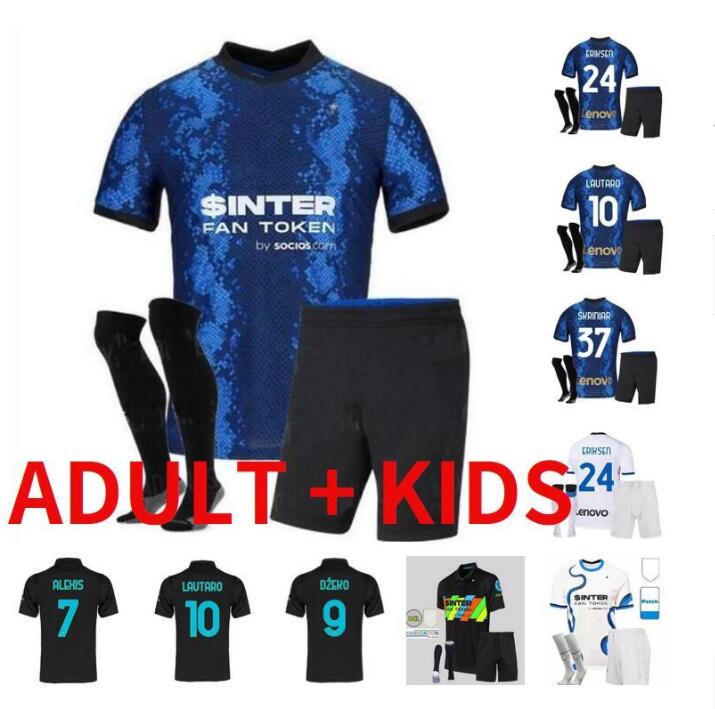 

men kids kit 2021 Inter DZEKO BARELLA soccer jerseys 21 22 GODIN BROZOVIC J.CORREA CALHANOGLU SENSI VIDAL LAUTARO ERIKSEN ALEXIS DE VRIJ football shirt adult kits, 20/21 home kits + patch