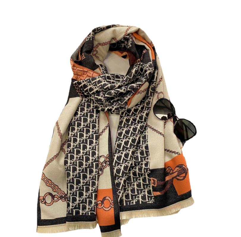 

Men Women letter Scarves Classic Cashmere Brand Designer Warm Plaid Silk Scarf Long Neck Winter Wool Scarfs business Scarve Male Shawl Wraps Foulard, Blue;black