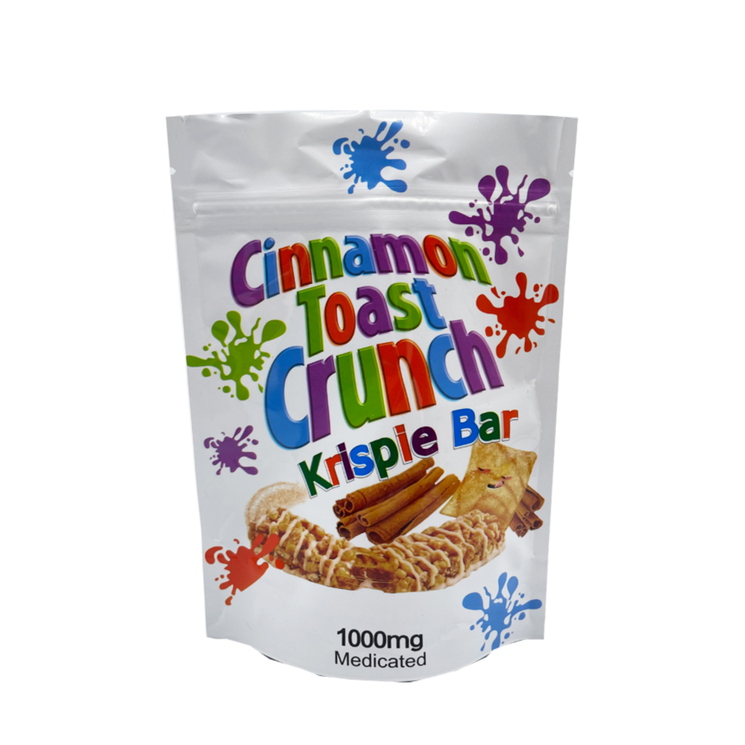 

Wholesale Empty medicated Cereal Mylar packaging Bags cinnamon toast crunch krispie bar edibles snack Packging 1000mg stand up zip lock 5*7