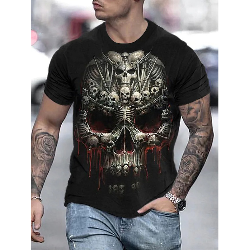 

Printed Men' 3D Printing T-shirt Visual Impact Party Top Streetwear Punk Gothic Round Neck High Quality American Muscle Style Short Sleeve, Yellow