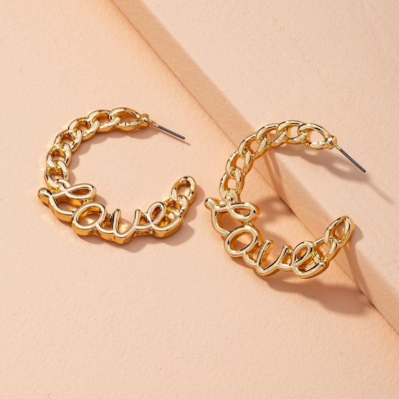 

Hoop & Huggie UJBOX Gold Zinc Alloy Metal Earrings For Women Creative Chain Love Eye Wedding Party Jewelry Gift