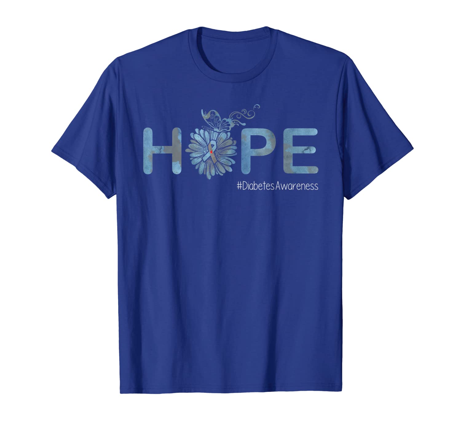 

Hope Butterfly Ribbon Diabetes Awareness Tshirt Gifts, White;black